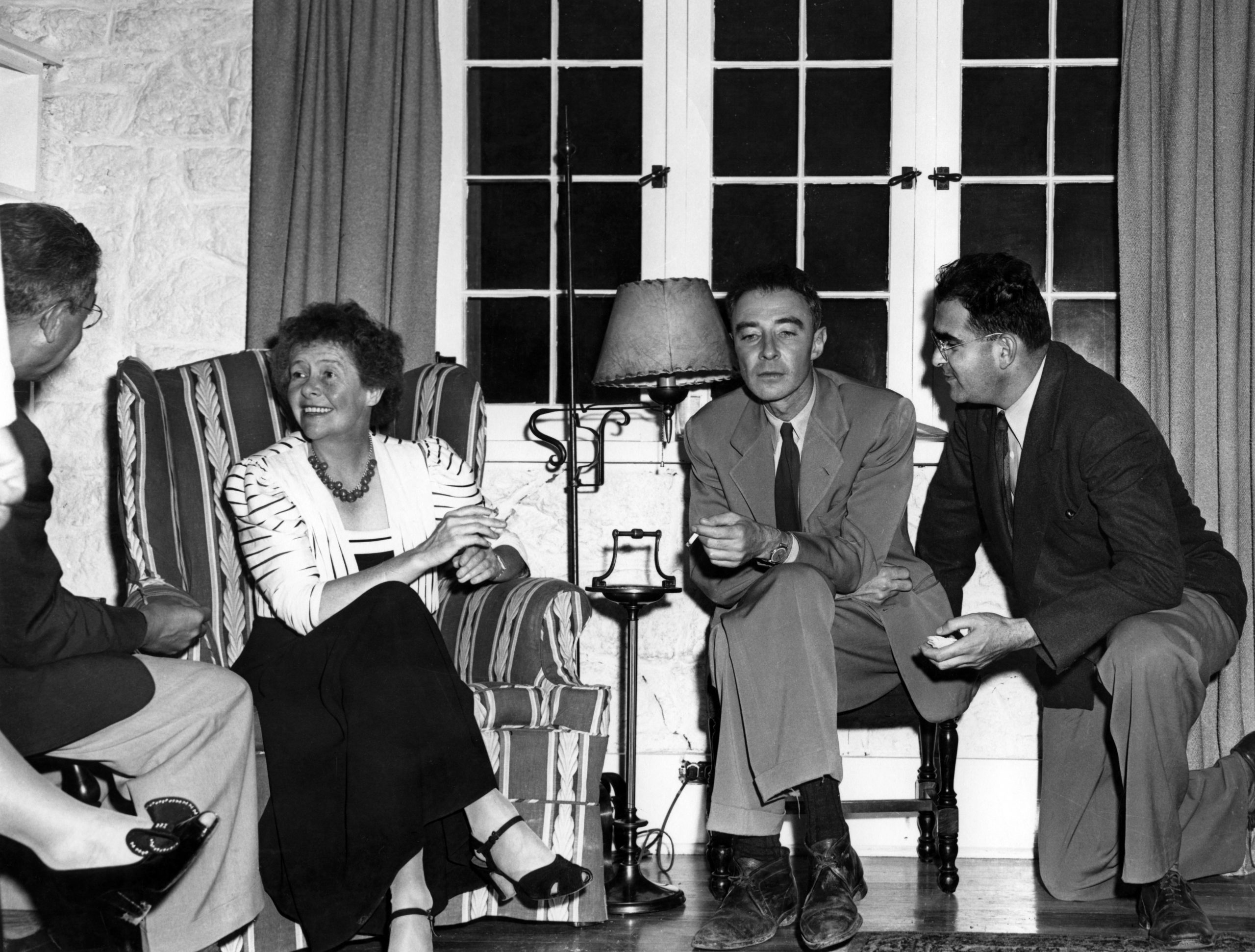 J. Robert Oppenheimer hosting a party at his home in Los Alamos